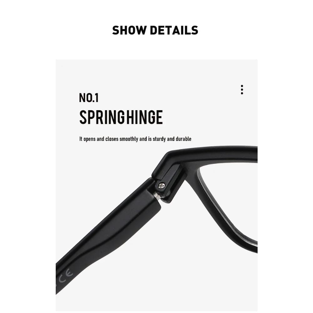 Square Frame Multifocal Photochromic Reading Glasses Men's Business Anti Blue Light Multifocal Degree Glasses Near and Away+4.0