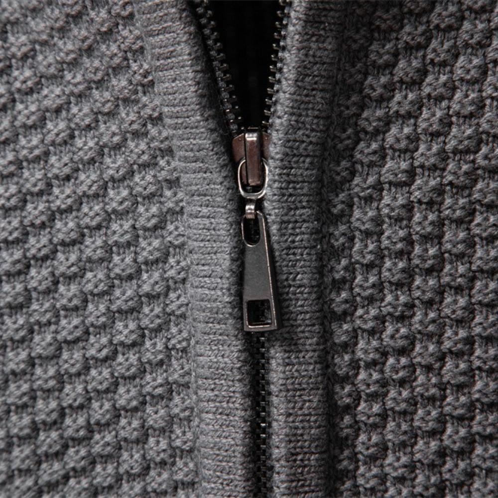 AIOPESON 2024 Classic Zip Up Jacket Men Cotton Solid Color Winter Warm Outdoor Casual Mens Outerwear Sweater Jakcet for Men