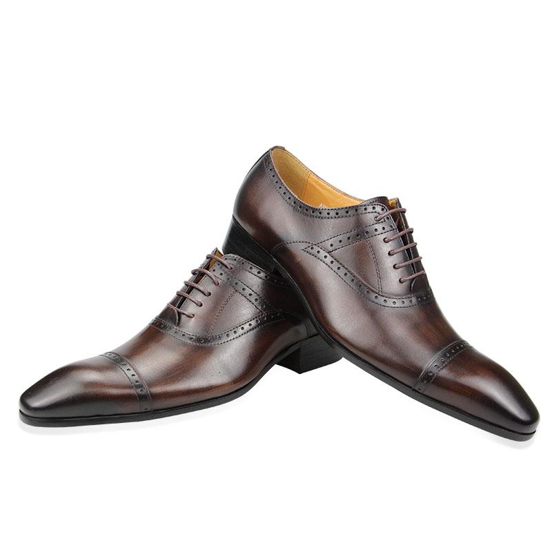 Fashion Elegant Formal Men Shoes Top Layer Cow Leather Oxfords Business Office Lace Up Luxury Design Handmade Dress Fashion Males' Shoe
