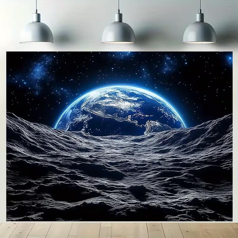 2D Cosmic Galaxy Earth View Tapestry Moon Surface Background Cloth Decor