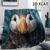 1Pc 2D FLAT Realistic Puffin Print Flannel Blanket,High quality Comfortable for All Seasons,Home Decor,Warmth and Comfort,Perfect for Christmas Gifts