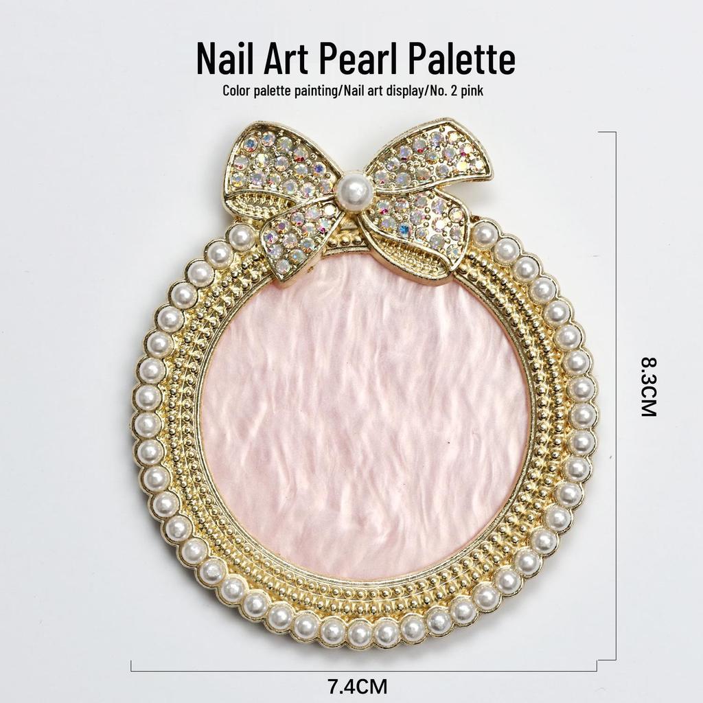 Gold Rim Pearl Rhinestone Bow Agate Resin Nail Art Display Board