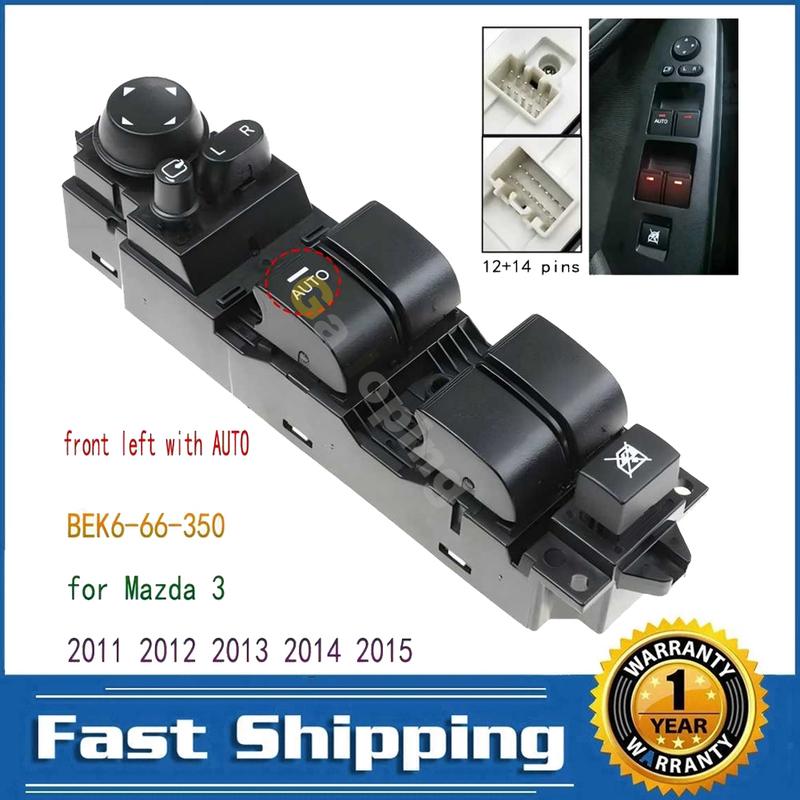 for Mazda 3 2011 2012 2013 2014 2015 Electric Master Power Window Switch Driver Side Front Left Lifter Button Parts BEK6-66-350
