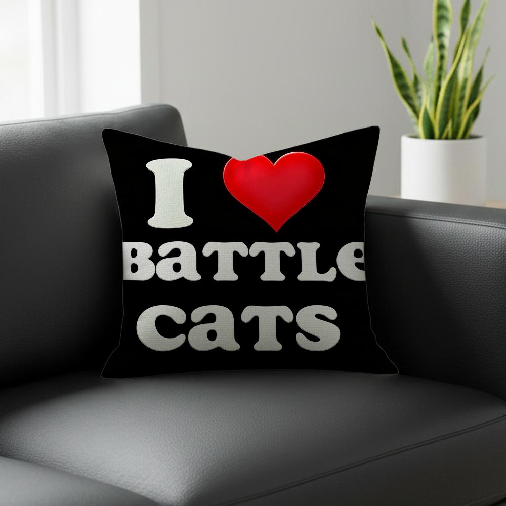 Battle Cats Cushion Cover Natural Linen Pillowcase Set, All-In-One Decor For Sofa, Bedroom & Chair