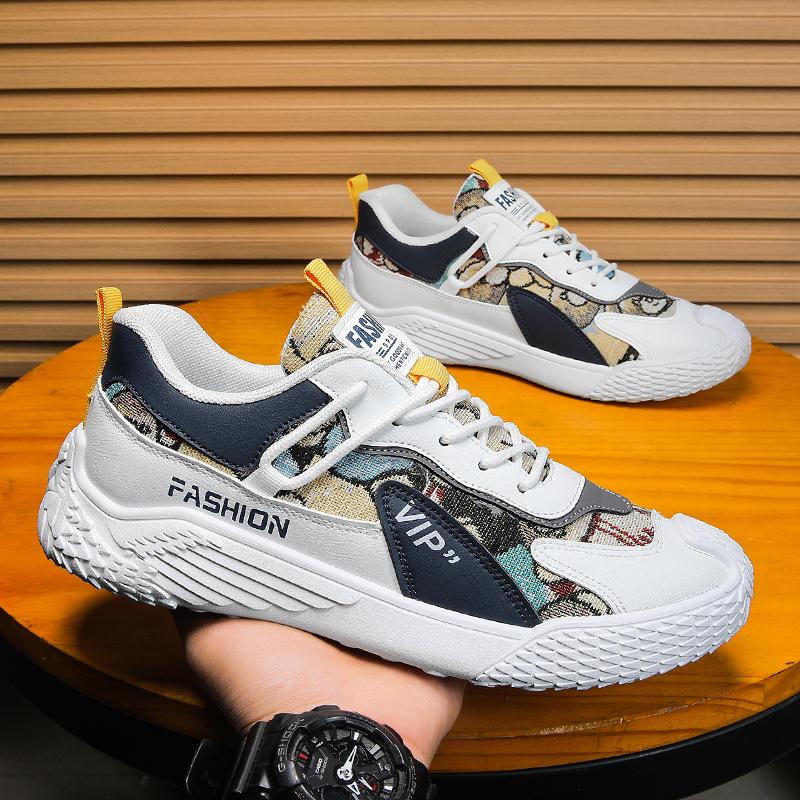 New Color Matching Canvas Light Running Shoes Lace-up Non-slip Sports Shoes Students Breathable Men's Casual Shoes