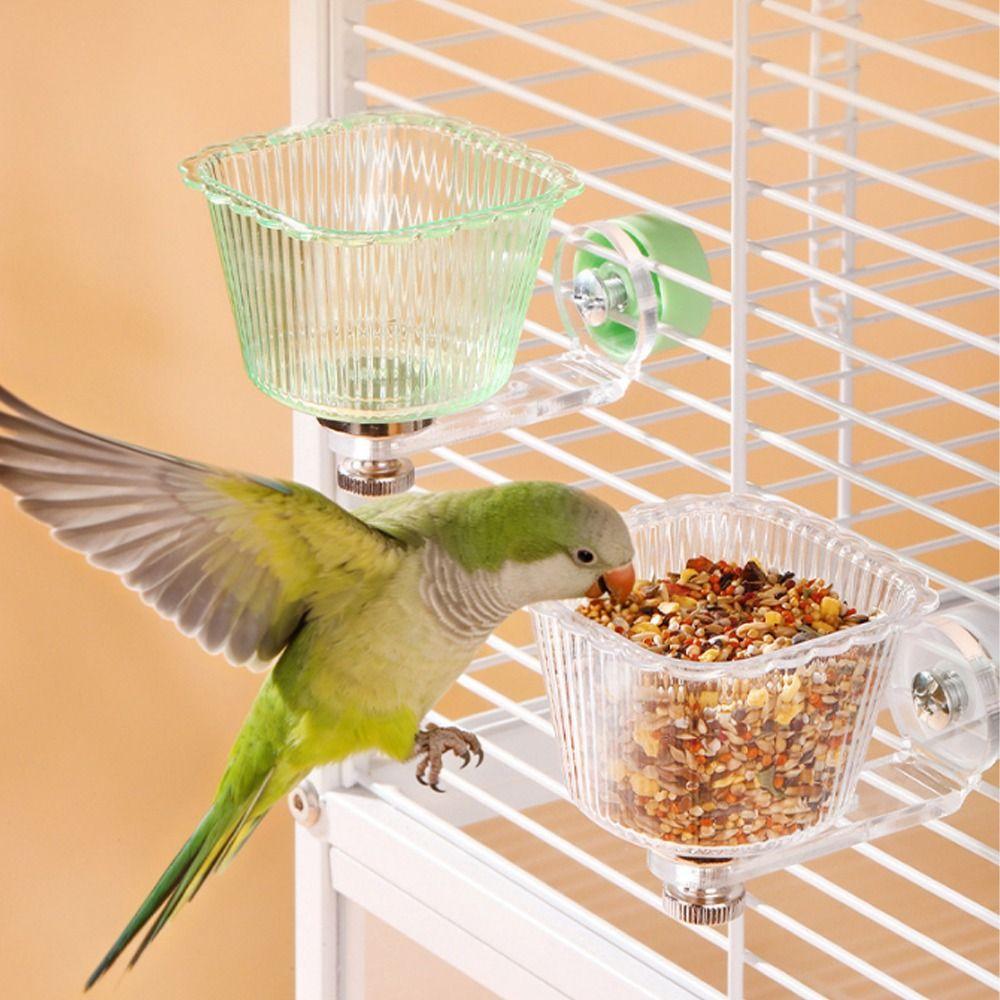 Transparent Magnetic Bird Feeder Anti-Tip Pet Feeder Ledge Parrot Water Bowl  Drinking
