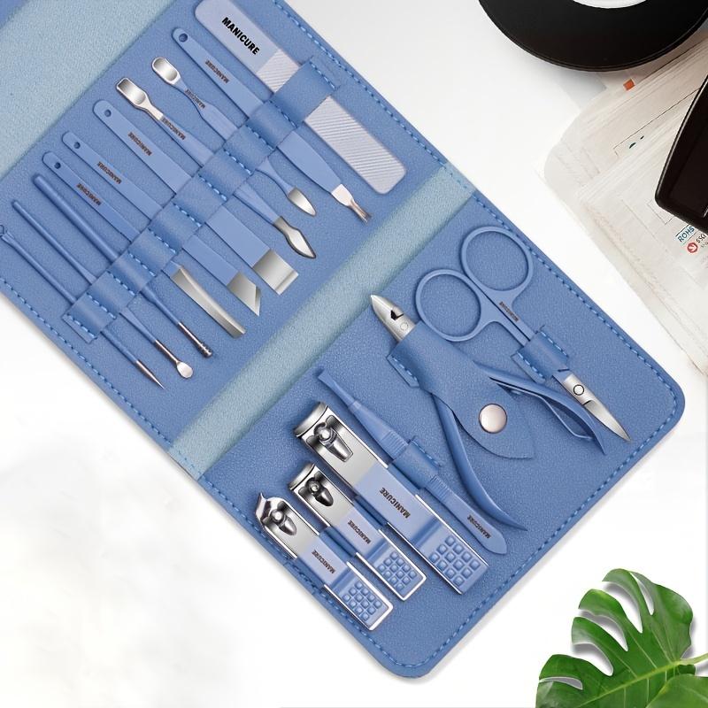 12-16 st/set Nagelklippare i rostfritt stål Nagelklippare Set med hopfällbar påse Manikyrklippare Saxar Makeup Skönhetsverktyg