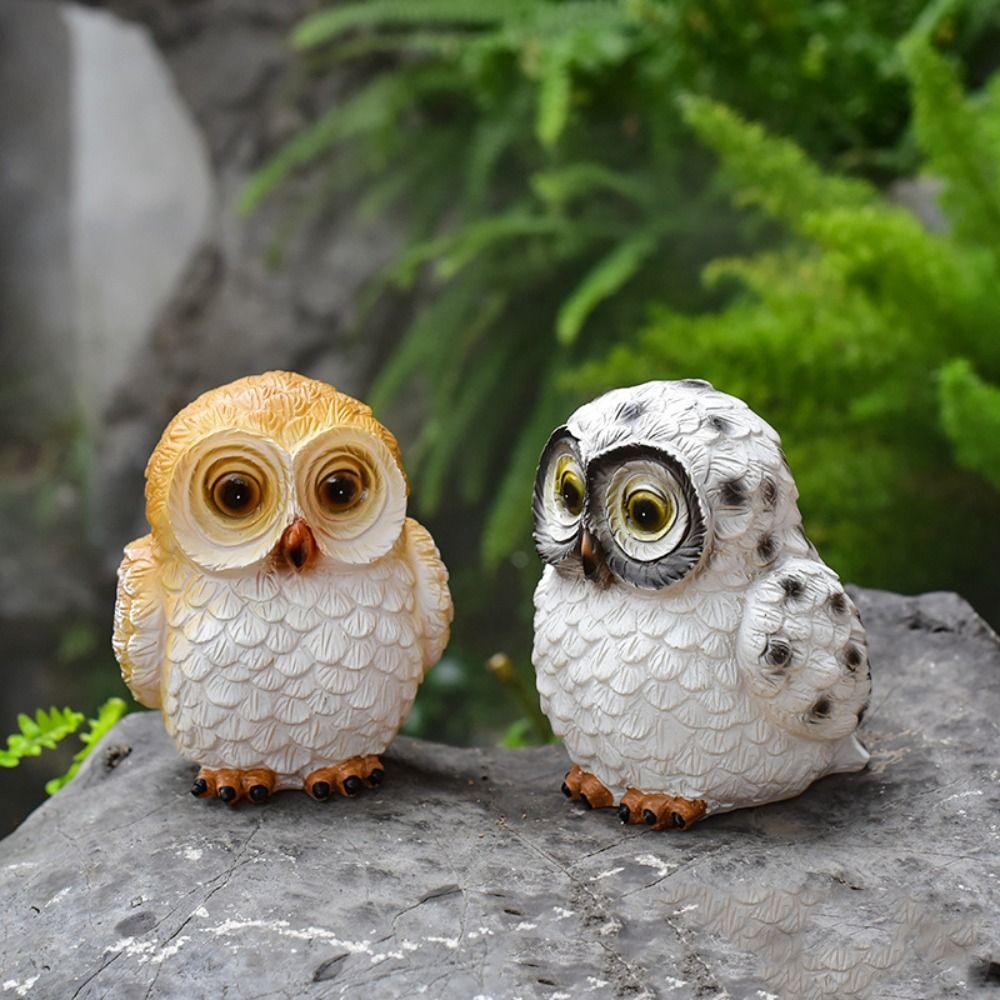 

Resin Animal Sculptures Light Cute Garden Statue Light Crafts Solar Owl Lamp Courtyard