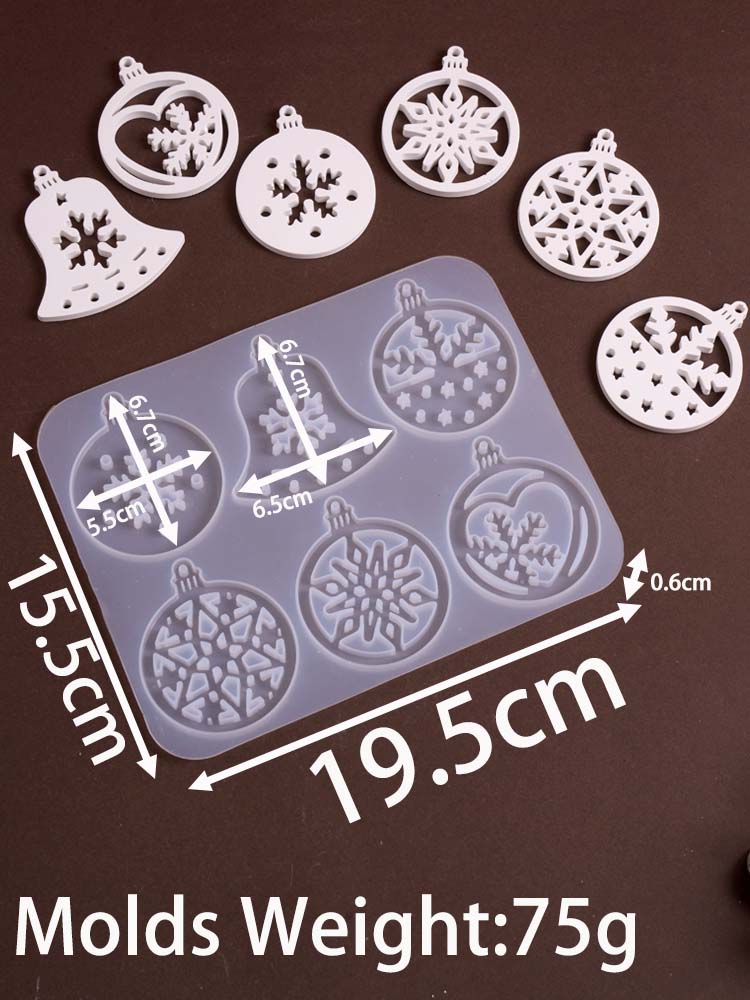 DIY Christmas Series Round Silicone Mold Handmade Christmas Tree Bell Snowflake Plaster Resin Jewelry Pendant Craft Molds