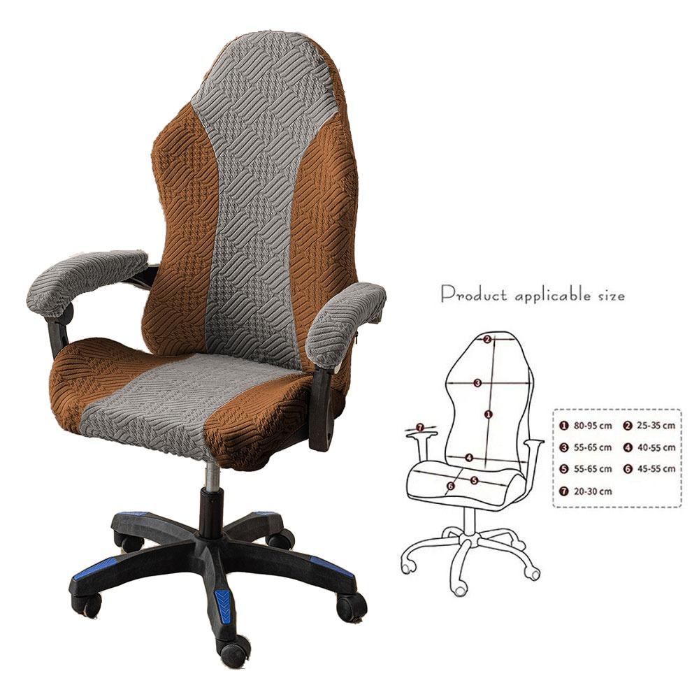 1Set Elastic Stretch Gaming Chair Cover Fleece Jacquard Office Computer Chair Chair Cover Set Dustproof With Armrest Cover
