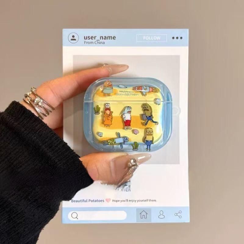 

for Lvlian T6s Earphone Case Gradient Minimalist Hitune T3 Drop-Resistant Split Noise Reduction Bluetooth S5 Headset Protective Cover Soft Glue S3 Green link T6S Bechburg fish [single shell]]