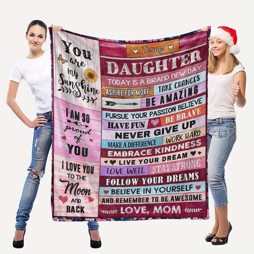 1pc Envelope Printed Flannel Blanket, To My Daughter From Mom Blanket For All Season, Warm Cozy Soft Throw Blanket Nap Blanket
