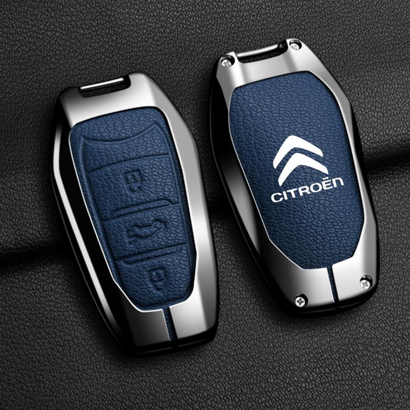 

Zinc Alloy Leather Car Remote Key Case Cover Key Protector Fob For Citroen C1 C2 C4 C6 C3-XR Picasso Grand DS3 DS5 Accessories