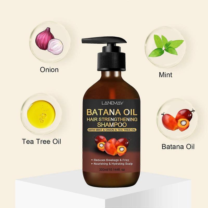 Batanaöl-Shampoo für Haarwachstum, Stärkung & Nachwachsen, Shampoo für dünner werdendes Haar & Haarausfall, Mit Zwiebel, Minze, Teebaumöl, Pflegt die Kopfhaut