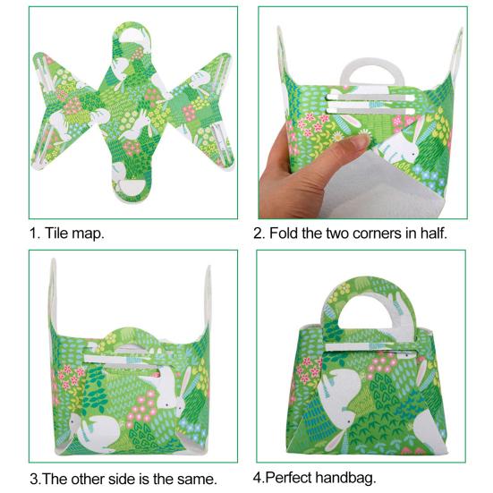 Ostern-Handtasche, transparenter Druck, Filz, niedliches Karotten-Kaninchen-Muster, DIY-Süßigkeitsverpackung, Einkaufstasche, Heimdekoration