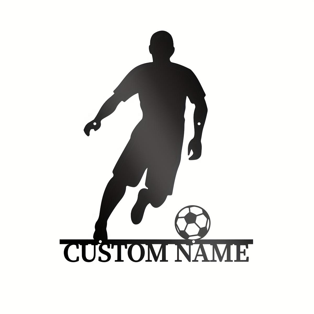 Metal Wall Art Soccer Player Silhouette Personalized Football Decor Indoor Outdoor Sign