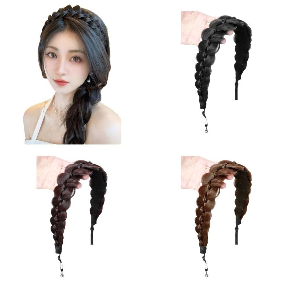 Magnetic Braided Headband Wig Headwear Retro Head Hoop Fishbone Braids Hair Bands Party