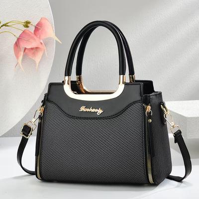 Nuova Borsa a Mano alla Moda con Patchwork di Tela Alto Livello Estetico Grande Capacità Borsa a Spalla All-in-one Texture in Tela Borsa da Donna