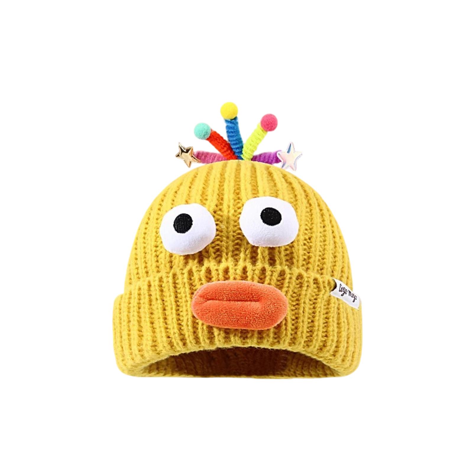 

Жіноча шапка Смішна мультяшна сосиска Рот Вовняна шапка В язана Шапка із захистом вух Зимова тепла Мила Велика голова Мила Смішна шапка One Size жовтий