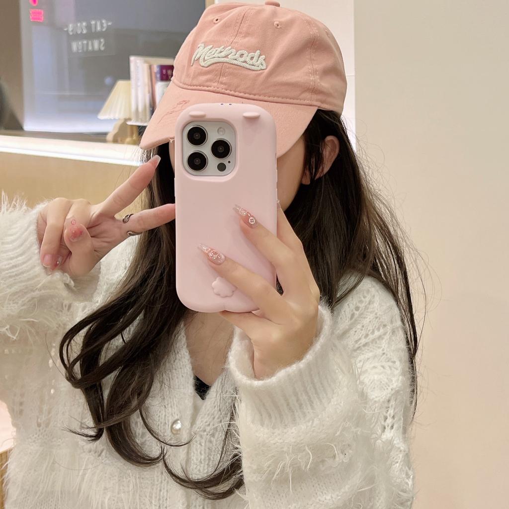 For iPhone 16 Pro Silicone Case Cute Sleeping Rabbit Design Shockproof Phone Back Cover