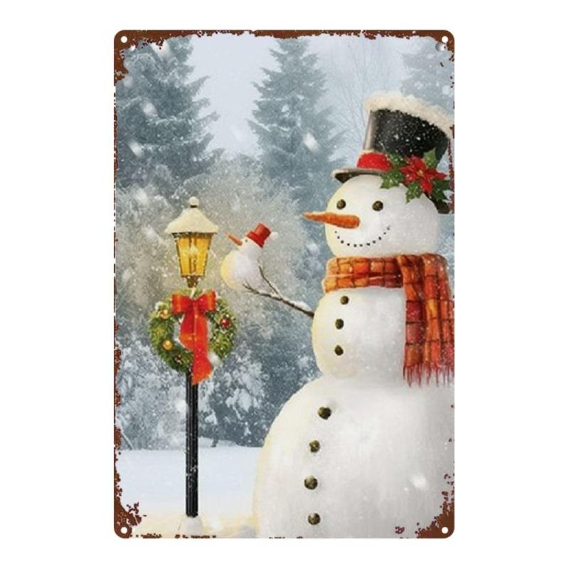 Vintage Merry Christmas Metal Sign, Retro Holiday Wall Decor 20x30cm