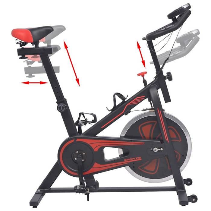 VidaXL Vélo d'Appartement avec Capteurs de Pouls Fitness Noir et Rouge Exercice 91190