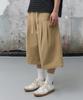 AGOD Double-Pleat Elastic String Bermuda Shorts [Beige]
