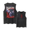 Anime Vest Printed Washed Retro Sports Fitness Casual Shortsleeved Loose Large Size Summer