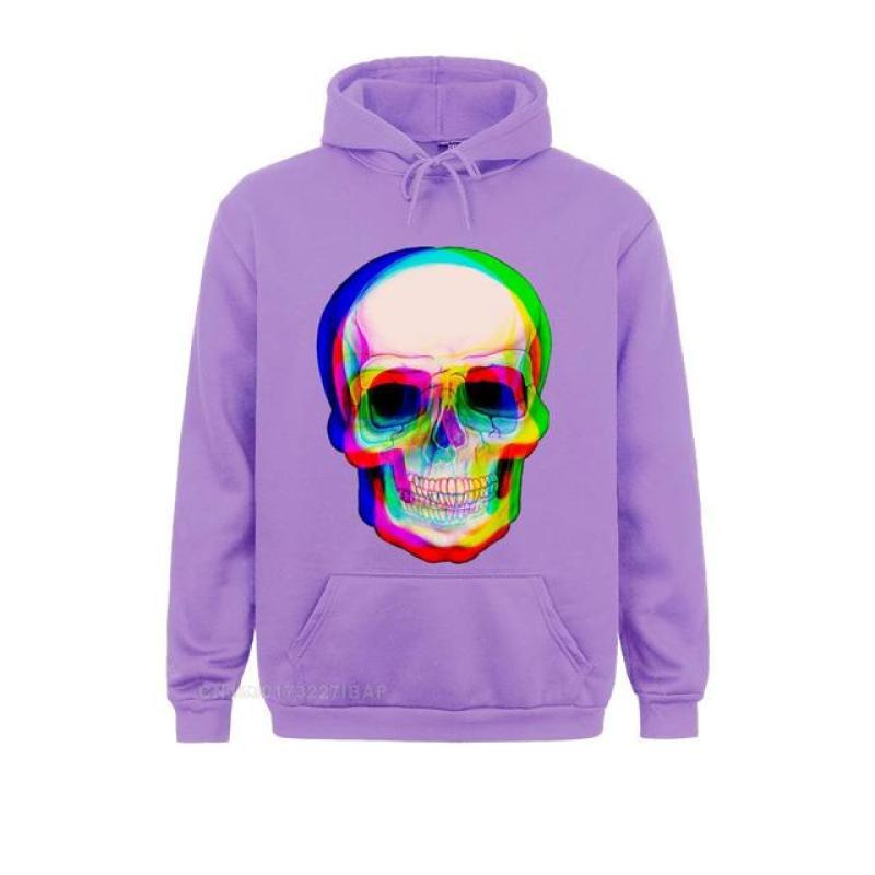 Vaporwave Neon Skull Techno Hipster Hooded Pullover Aesthetic Skull Watercolor Rainbow Space Skull Funny Tshirt For Men Camisa