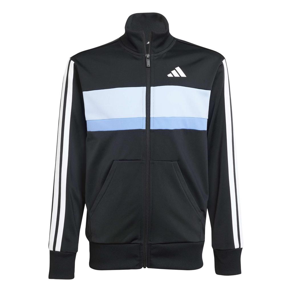 Adidas Tiberio Trainingsanzug Set Kinder (KQG66) - Oberteil Schwarz/Leuchtblau/Blau Fusion/Weiß, Unterteil Schwarz/Weiß (KB7327)