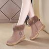 Snow boots for women, inner heightening short boots, velvet Martin boots with thick soles, new rabbit fur casual cotton boots in winter