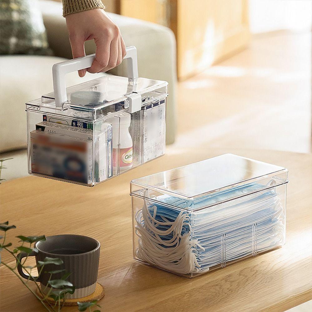 Waterproof Home Medicine Box with Handle Large Capacity Medicine Chest Container  Home