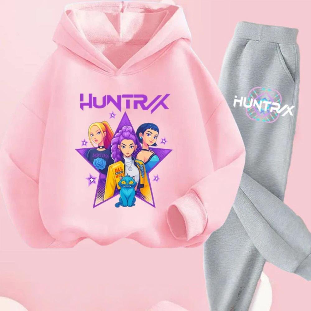 K-pop Охотники на демонов Детский мультяшный комплект из 2 предметов: толстовка с длинным рукавом и брюки. Наряд для малышей, младенцев, девочек, мальчиков. Бутиковая одежда, костюм.