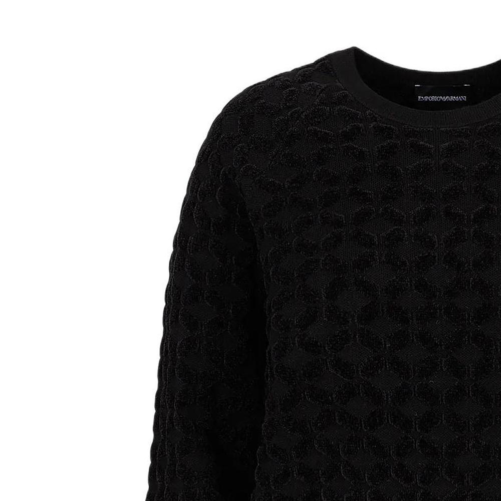 Emporio Armani FW22 Solid Pattern Jacquard Pullover Knit Sweater Women sweater Black 6L2MT22-M08Z1-F017