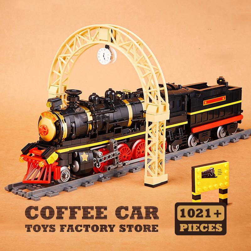 

Нетоксичные винтажные наборы для сборки поездов Классические блоки локомотивов Игрушки Городские железнодорожные вагоны Кирпичи Модель для демонстрации Подарки на Рождество для взрослых и детей