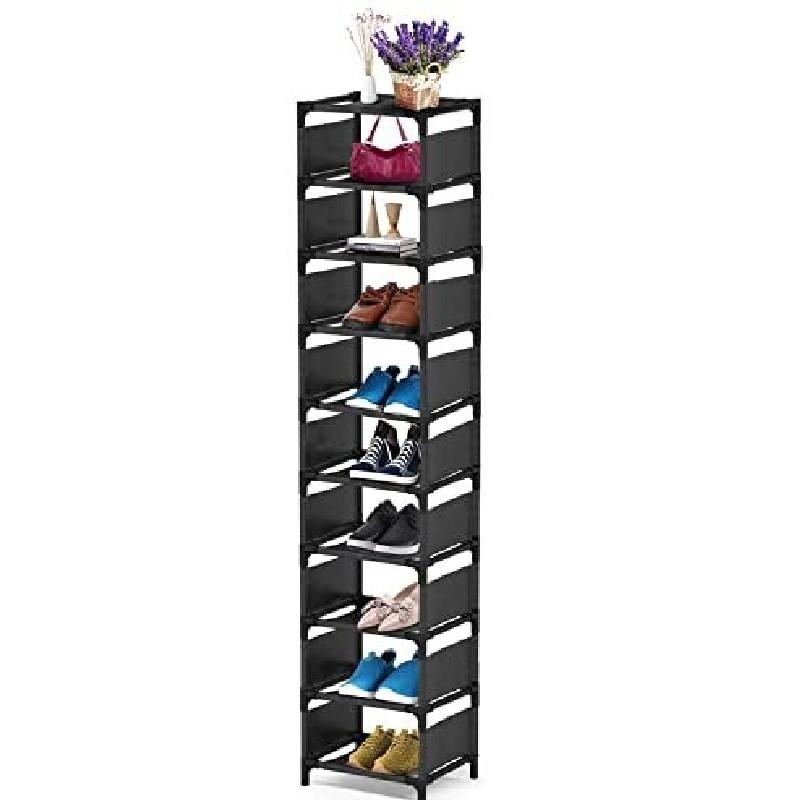 Tier 10 Shoe Rack Metal Narrow Shoe Storage Space Saving Simple Cabinet Hallway