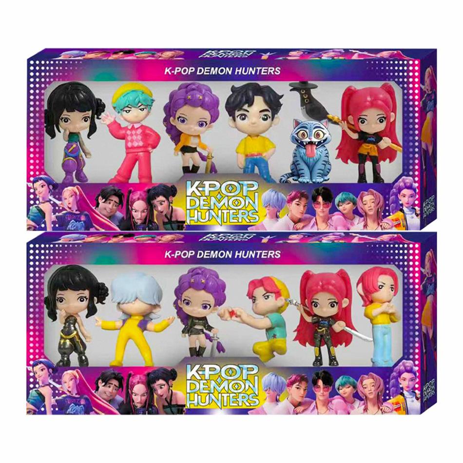 6pcs/Set Q Version Demon Hunters Action Figure PVC Toy Derpys Rumi Mira Zoey Sussy Figurine Doll For Fans Gift Childen Gift