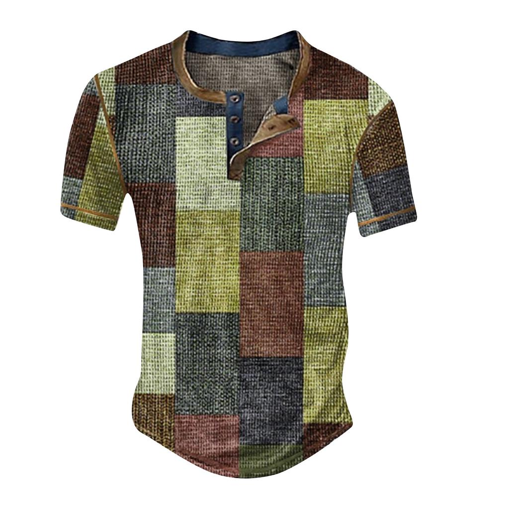 Men's Summer Striped Printed Short Sleeve Tops Men's Casual Fashion Short Sleeve Shirts