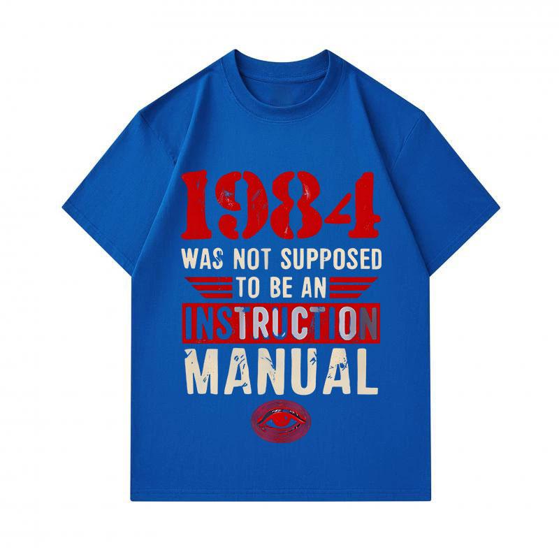 Men's 100% Cotton Crew Neck Short Sleeve T-Shirt, 1984 Not An Instruction Manual Novel Graphic Casual Comfortable Tee for Daily Wear