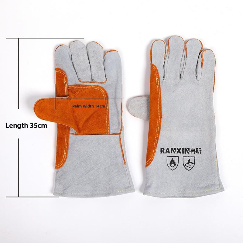 Welding Gloves, High Temperature Resistant Cowhide Oven Mitts, Heat Insulation, Fireproof Gloves