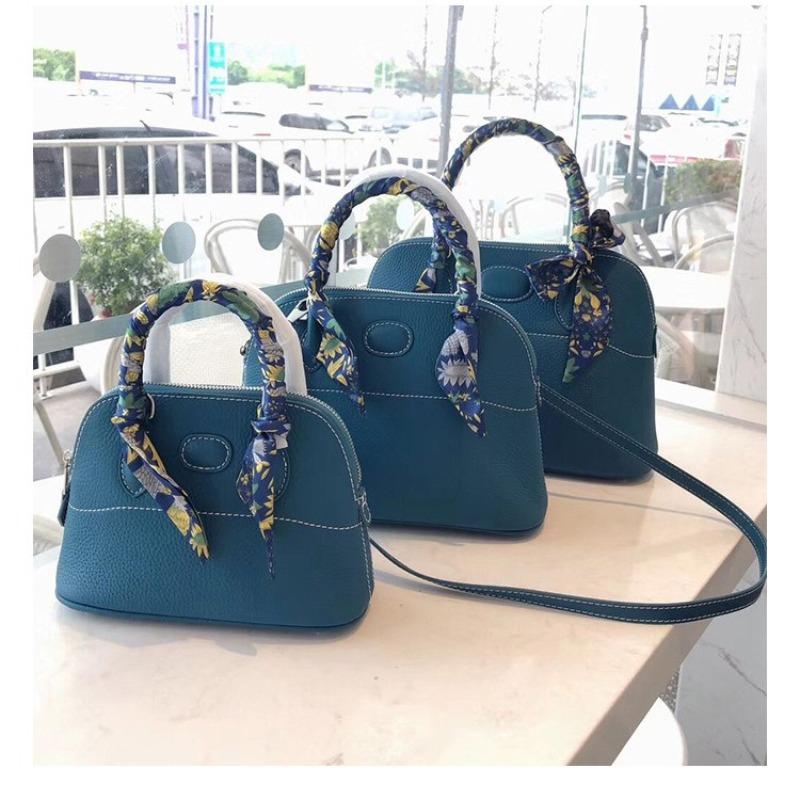 New lychee pattern platinum bag first layer cowhide shell bag single shoulder oblique span leather portable bowling women's bag