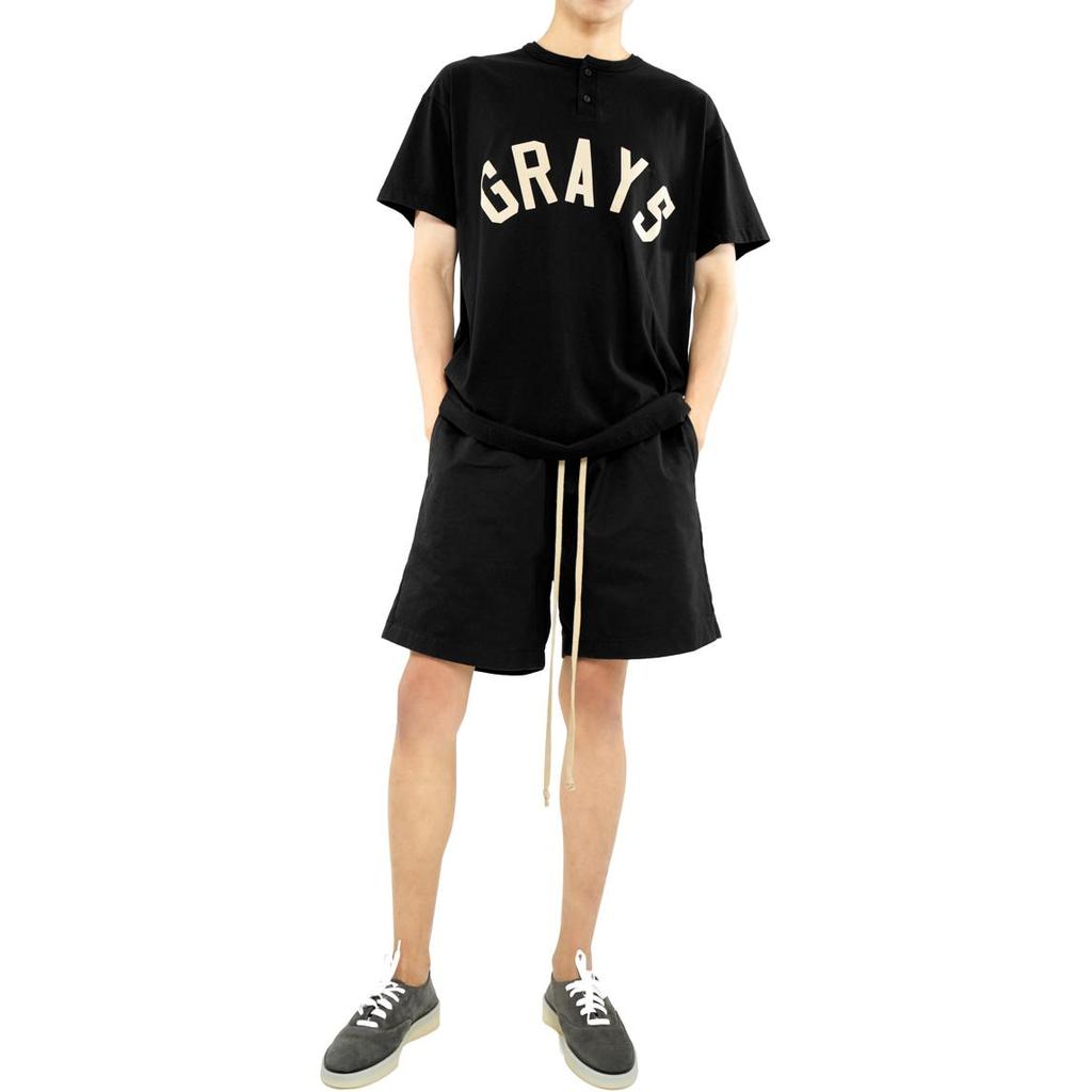 Fear of God Logo Low-Crotch Loose Straight-Leg Sports Casual Shorts Men Shorts Black FG40-010CTW-001