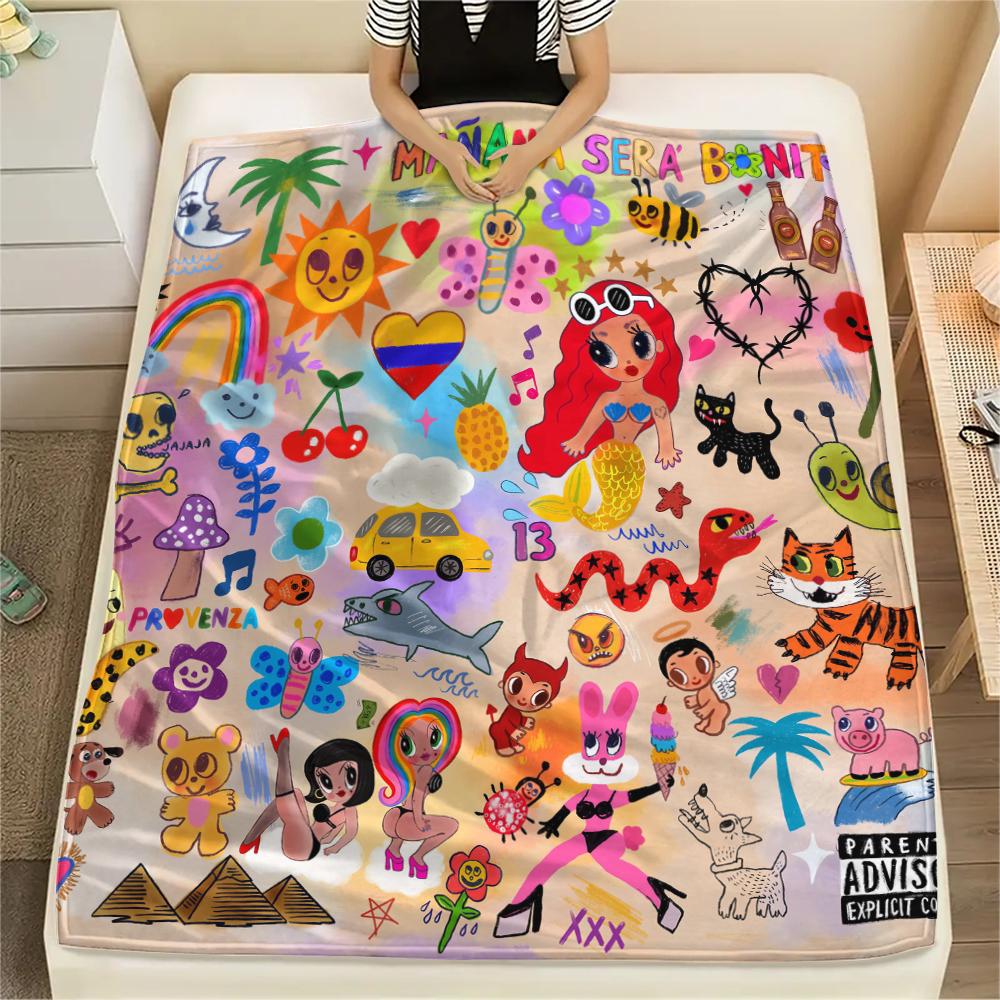 1Pc Karol G Print Flannel Blanket, High Quality Comfortable for All Seasons, Home Decor, Warmth and Comfort, Perfect for Gifts