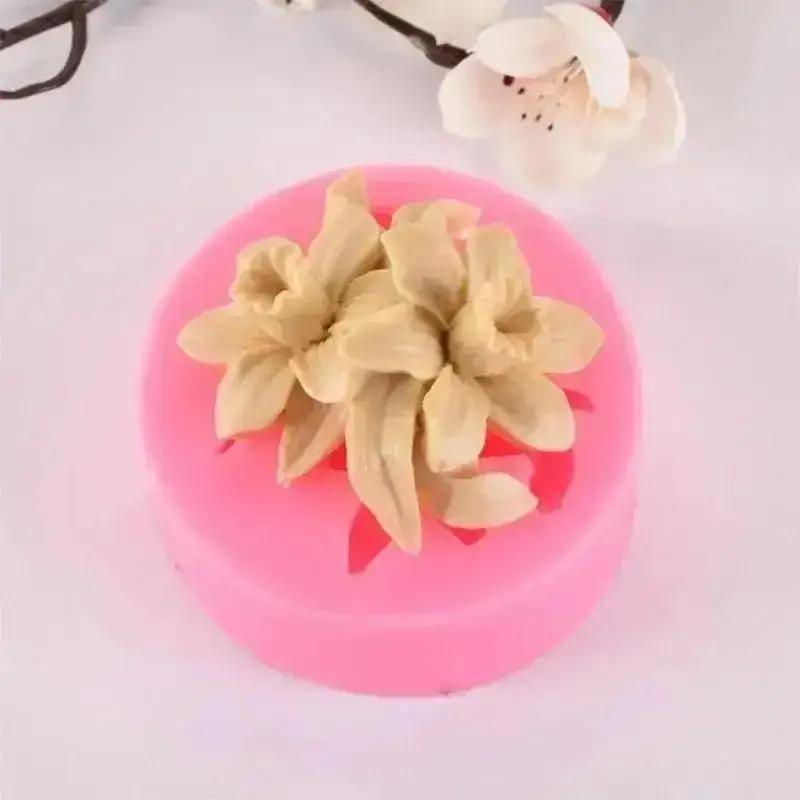 3D Lilac Rose Lily Creative Shape Fondant Silicone Mold Gypsum Cake Decor DIY Chocolate Baking Tools Soap Molds Accessories