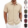 Mens Summer Casual Short Sleeve Knit Shirt Textured Pattern For Vacation Commute