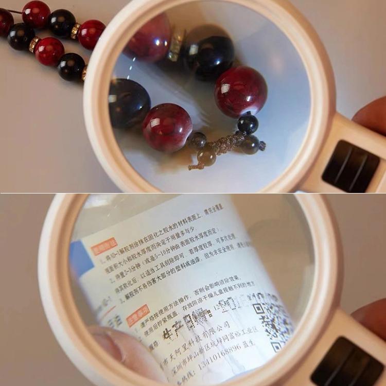 Handheld High-definition Lens with LED Light Reading and Maintenance Magnifying Glass for the Elderly, Style:95mm 10 Times