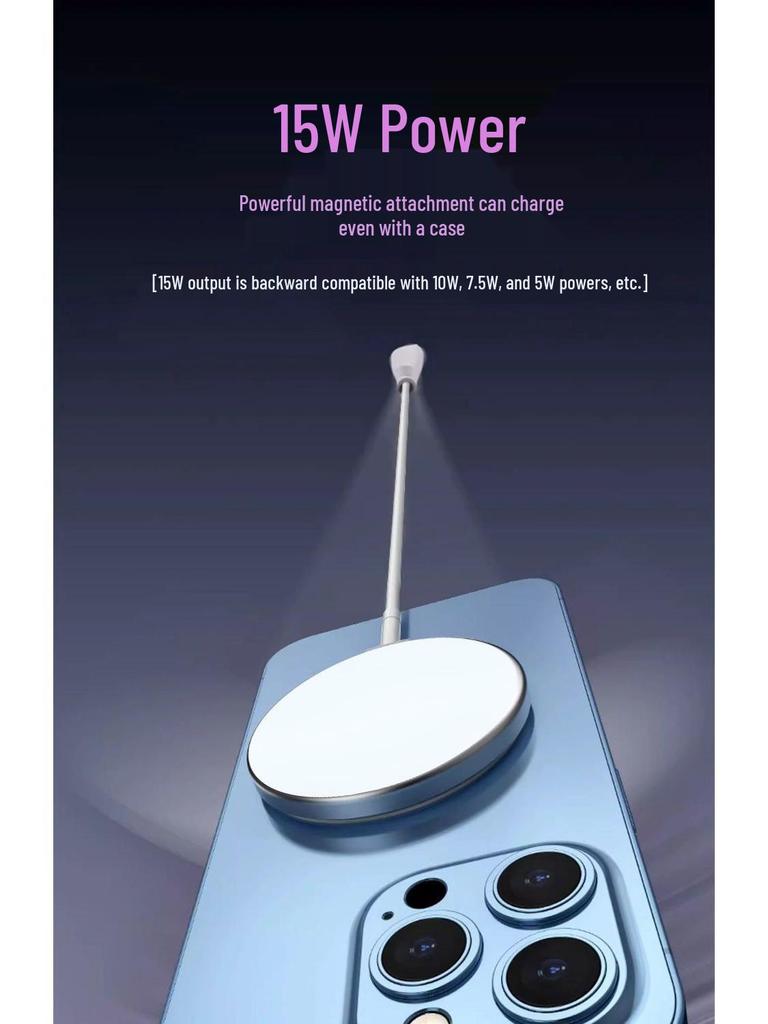 Magnetic Wireless Charger for iPhone 12-16: Compact, Stick-On Design