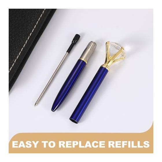 PATIKIL 3 Pcs Black Ink Ballpoint Pens, Metal Pens with Crystal Diamond, 1.0mm Medium Point, for Note Taking, Journaling, Gifts, Office Use, White