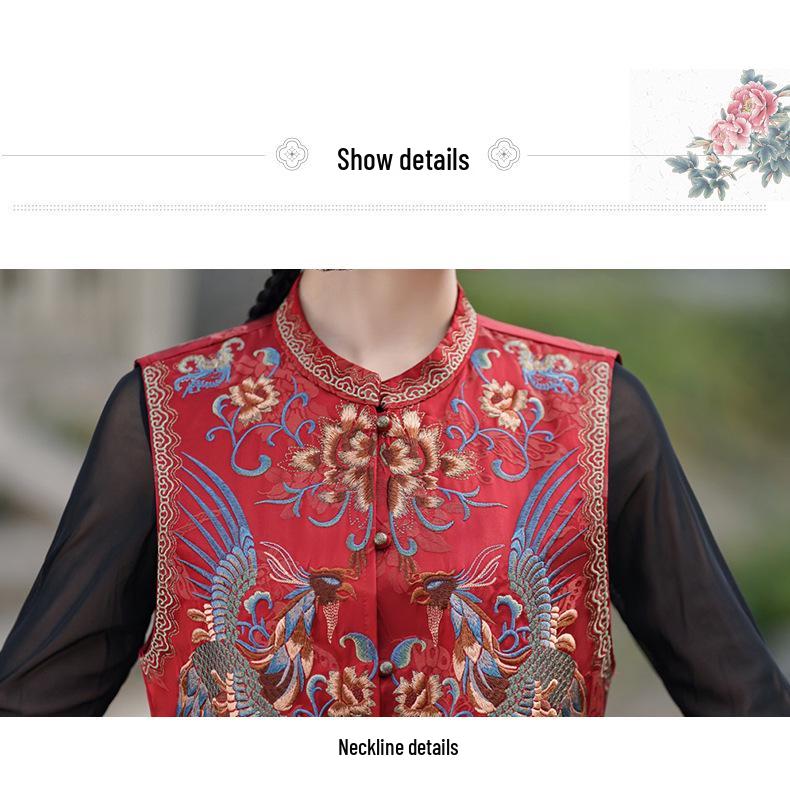 2025 Ethnic Style Women's Sleeveless Embroidered Floral Vest Cardigan