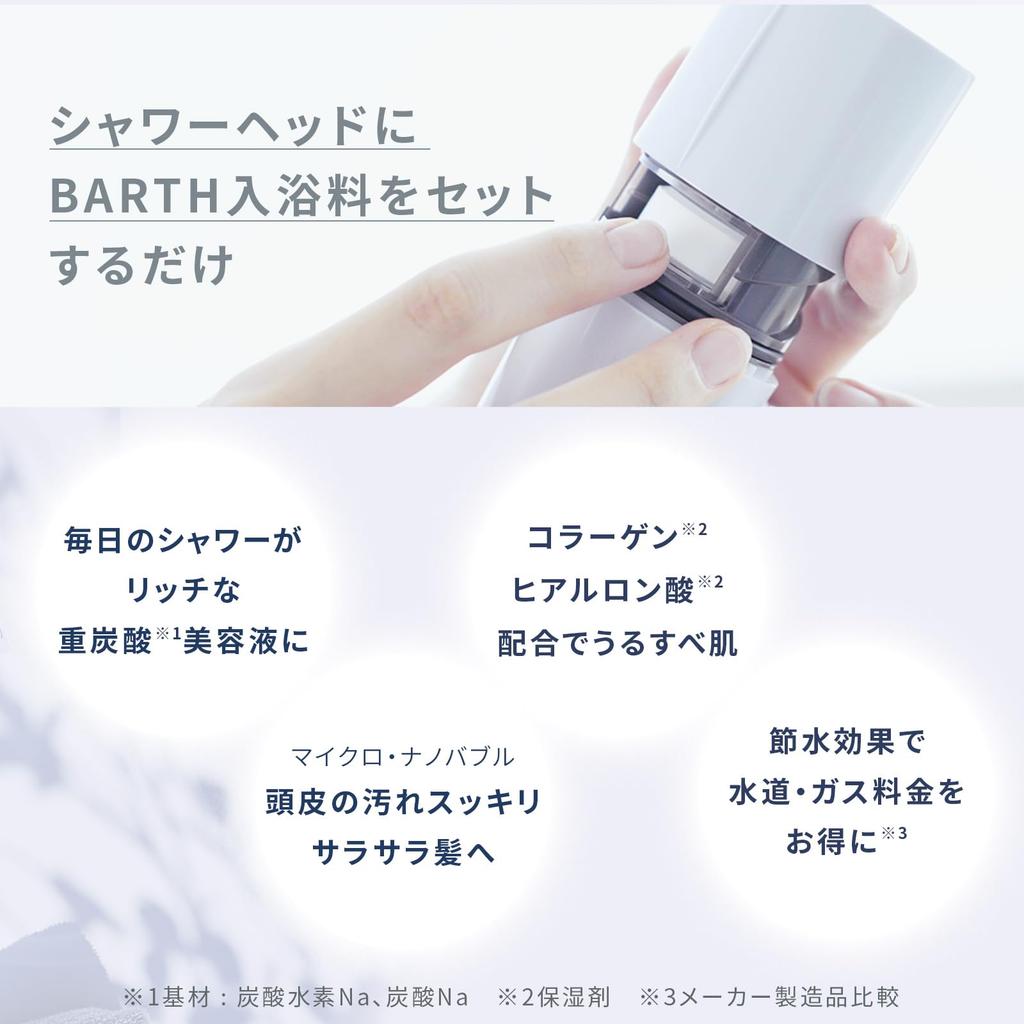 BARTH Bath Micro Nano Bubble Shower Head Blue Gray Bubble Shower Head Spa Water (Bicarbonate Saving)